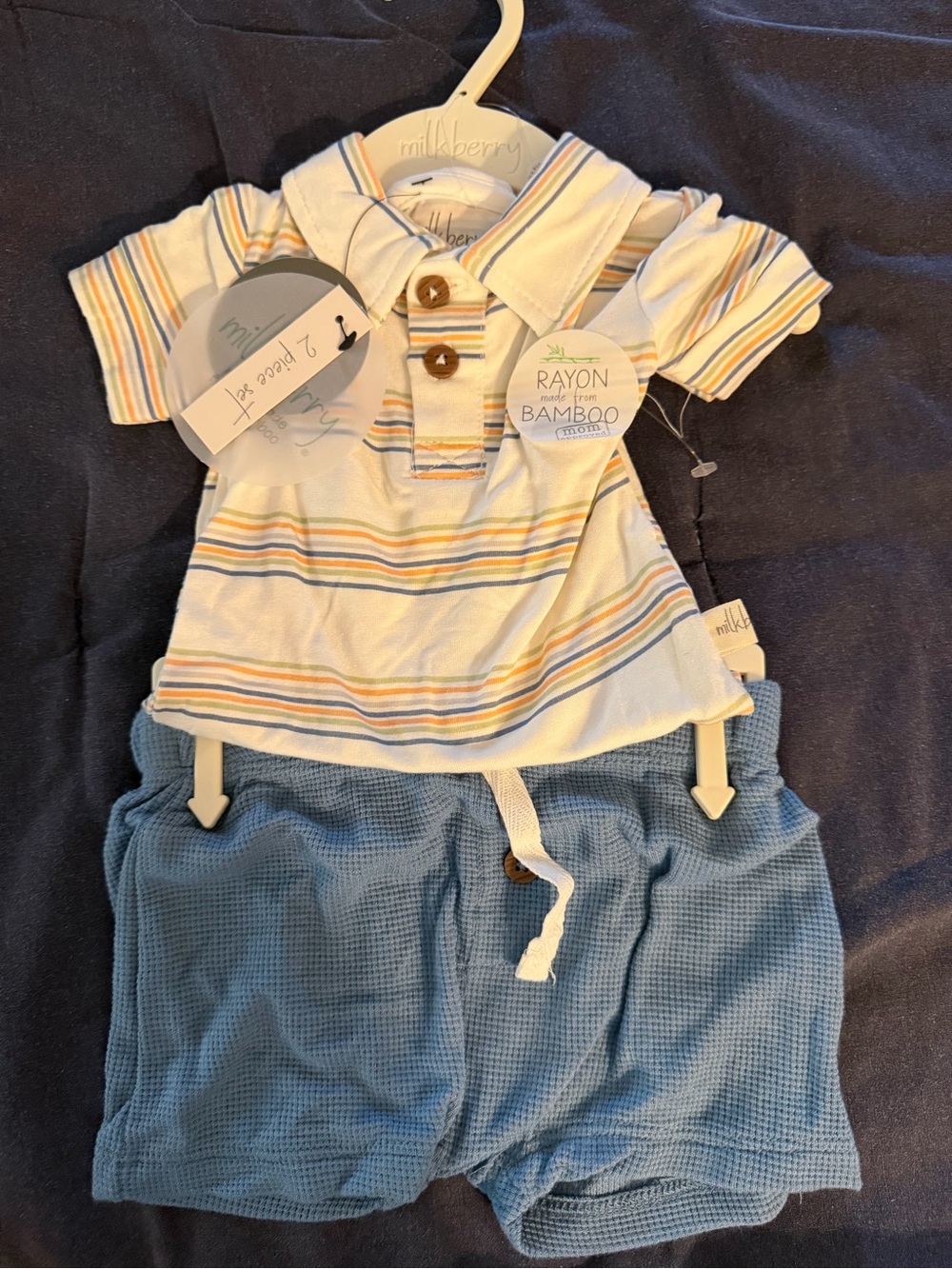 Milkberry Multicolor Striped Baby Polo Set - Cream, Blue, Orange, Green